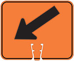 Left-Down Diagonal Arrow symbol in Black on Orange sign (#004)