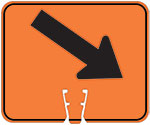 Right-Down Diagonal Arrow symbol in Black on Orange sign (#005)