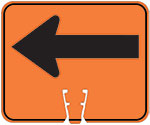 Left Arrow symbol in Black on Orange sign (#006)
