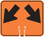 Divided Arrow symbol in Black on Orange sign (#009)