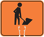 Men Working symbol in Black on Orange sign (#028)