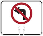 No Left Turn symbol in Red/Black on White sign (#031)