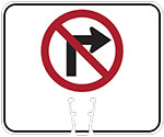 No Right Turn symbol in Red/Black on White sign (#036)