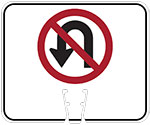 No U-Turn symbol in Red/Black on White sign (#041)