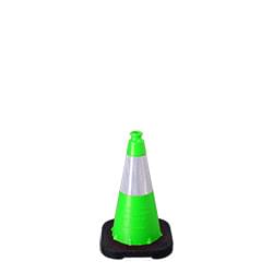 Enviro-Cone - 18", 3lb. with 6" reflective collar, Lime Green (#16018-HIWB-3-L). 18" Enviro-Cones can be made with 3lb bases; 1 6" reflective collar or no reflective collars.
