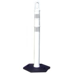 White 42" Looper-Tube - 2 3" Diamond Grade Reflective Collars, 12lb. Recycled Rubber Base