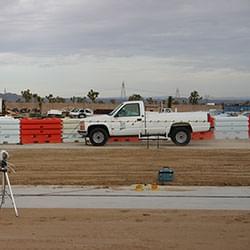 Sentry Water-Cable Barrier just before impact