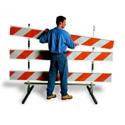 The TrafFix Type III Barricades are easy enough for a single person to setup